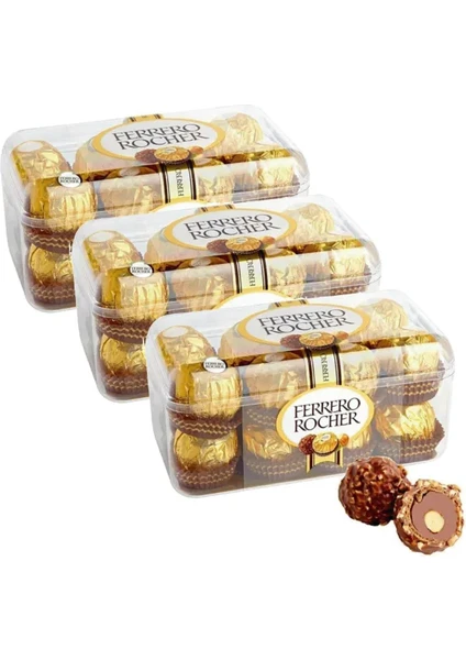 Ferrero Rocher T16 Fındıklı Truffle 16 Lı Çikolata Gold Rocher 200 gr x 3 Paket