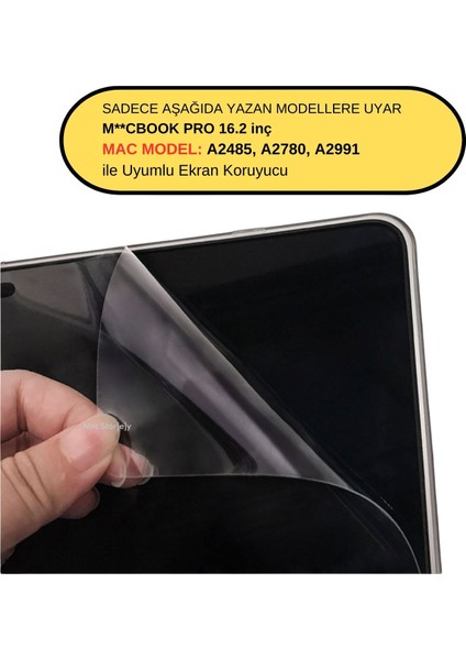 Laptop Macbook Pro Ekran Koruyucu 16.2 inç M1-M3 A2485 A2780 A2991 ile Uyumlu Mat