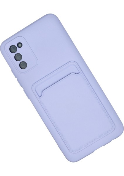 Samsung Galaxy A02S Kılıf Kelvin Kartvizitli Silikon - Lila 300099