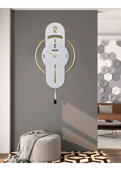Ultra Sessiz, Gold ve Gümüş Ayrıntılı, Hediye, Salon, Ofis, Mutfak Dekoratif Duvar Saati D32 fiyatları