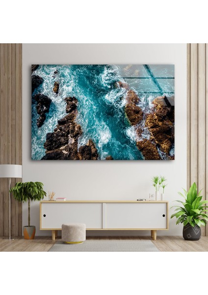 Deniz Dalgaları Cam Duvar Tablosu