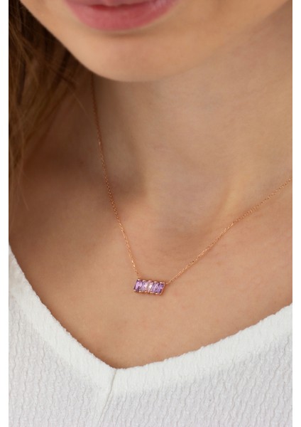 925 Ayar Gümüş Baget Taşlı Kolye fiyatları