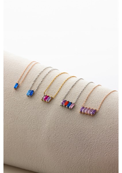 925 Ayar Gümüş Baget Taşlı Kolye modelleri