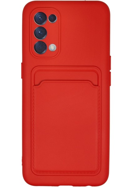 Oppo Reno 5 Kılıf Kelvin Kartvizitli Silikon - Kırmızı 300099