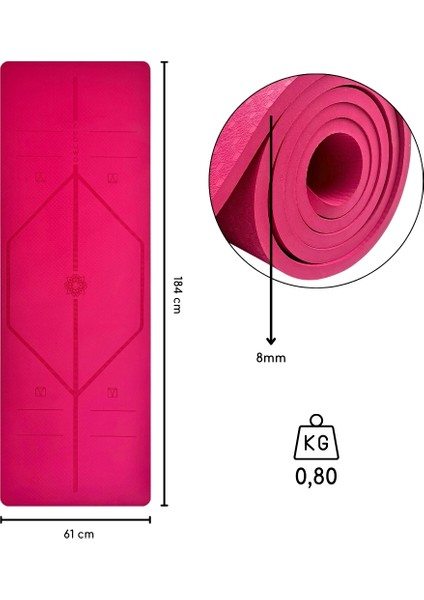 Hizalama Tasarım Yoga Pilates Mat 8mm Tpe Yoga Pilates Mat