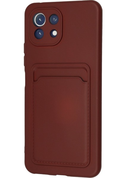 Xiaomi Mi 11 Lite Kılıf Kelvin Kartvizitli Silikon - Bordo 300099