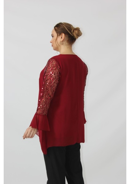 1939 Kolu Pullu Şifon Büyük Beden Şık Bluz fiyatları