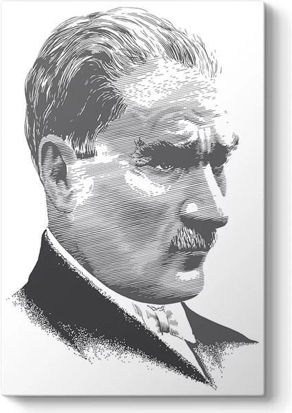 Atatürk Siyah Beyaz Kanvas Tablo