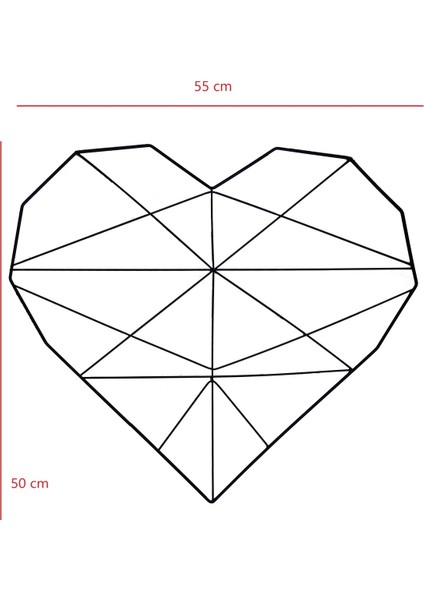 Bye Concept & More Dekoratif Kalp Tel Pano Metal Fotoğraflık Çok Amaçlı Duvar Çerçevesi