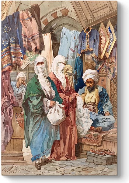 Ipek Çarşısı Osmanlı Kanvas Tablo
