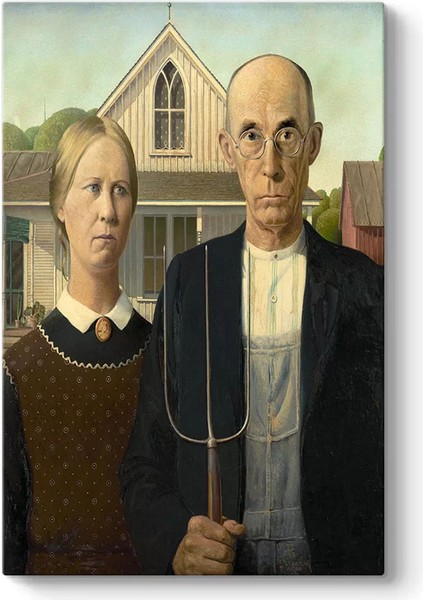 Grant Wood - American Gothic Kanvas Tablo