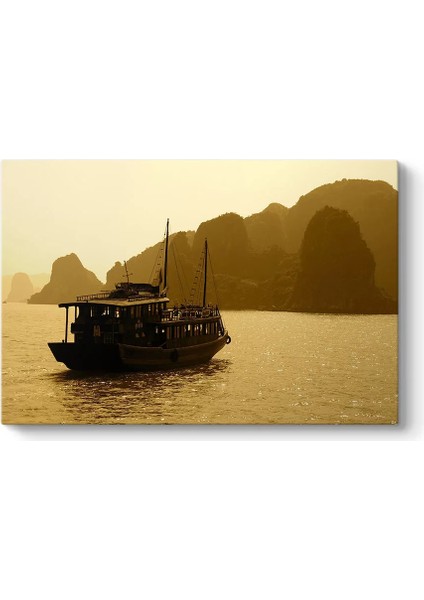 Sepya Tayland Teknesi Kanvas Tablo