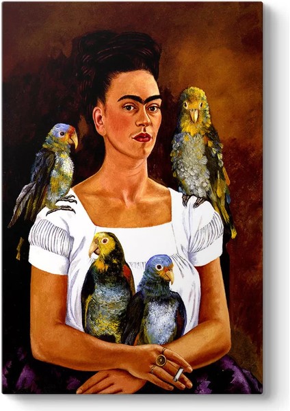 Frida Kahlo - Me And My Parrots Kanvas Tablo