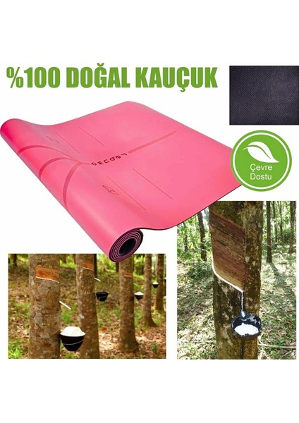 Hizalamalı 5mm Kaydırmaz Doğal Kauçuk Yoga Matı Pilates Mat Pembe 183 X 68 cm indirimleri