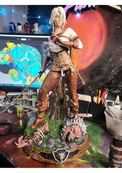 The Witcher Ciri Boyalı Figür Ciri Figür Büyük Boy 20CM