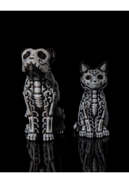 Cadılar Bayramı Biblo Cadılar Bayramı Kedi ve Köpek Figür Halloween Figür Kedi Köpek 11CM