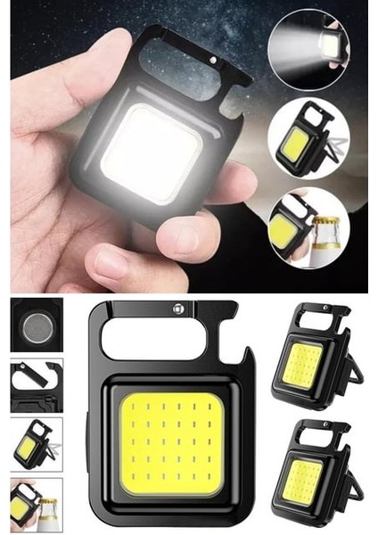 Mini LED Anahtarlık El Feneri USB Şarj Edilebilir Lamba Taşınabilir Kamp Feneri