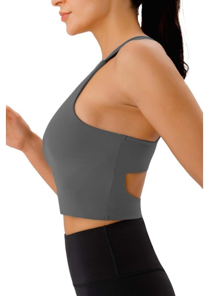 Kadın Çarpraz Sırt Detaylı Kaplı Yoga Egzersiz Fitness Spor Sütyeni CRS001
