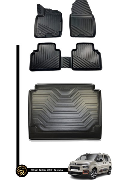 Citroen Berlingo 2019+ 3D Havuzlu Oto Paspas ve Bagaj Havuzu Dizayn Seti
