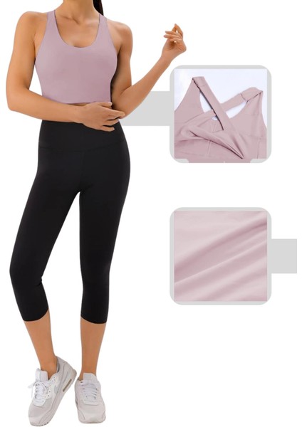 Kadın Çarpraz Sırt Detaylı Kaplı Yoga Egzersiz Fitness Spor Sütyeni CRS001 fırsatları