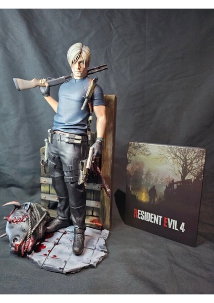Resident Evil 4 Leon Kennedy Figürü Resident Evil 4 Leon Obje 25CM Büyük Boy