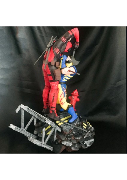 Wolverine Vs Deadpool Obje Wolverine Figür Deadpool Figür Marvel Figürler 25CM Büyük Boy