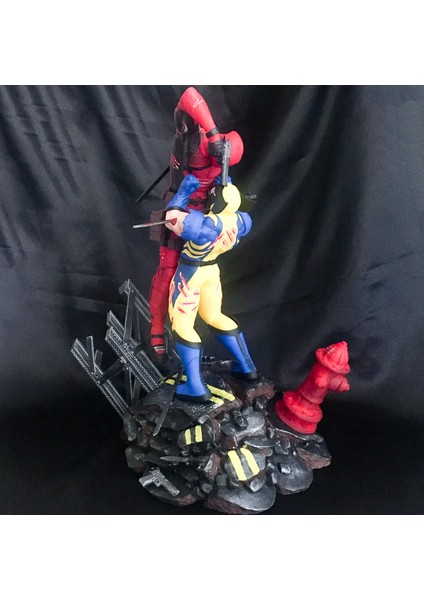Wolverine Vs Deadpool Obje Wolverine Figür Deadpool Figür Marvel Figürler 25CM Büyük Boy