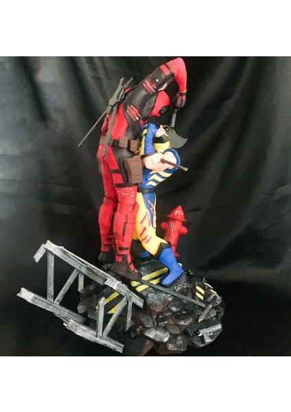 Wolverine Vs Deadpool Obje Wolverine Figür Deadpool Figür Marvel Figürler 25CM Büyük Boy