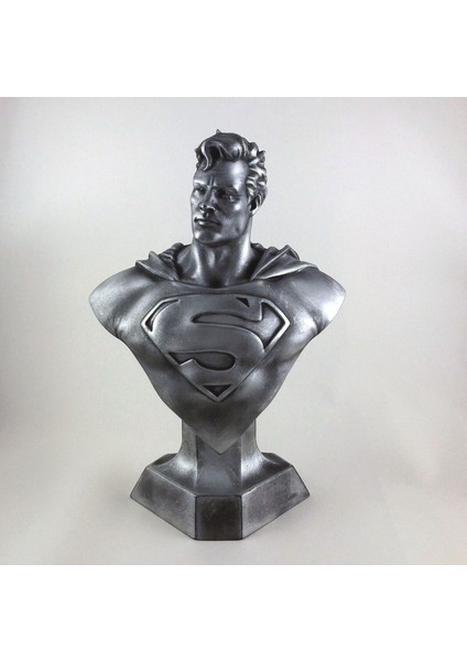 Çelik Adam Superman Büstü Gümüş Boyalı Figür 10 cm