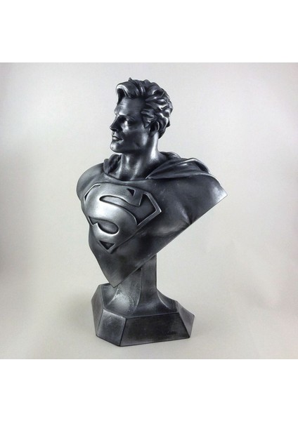 Çelik Adam Superman Büstü Gümüş Boyalı Figür 10 cm