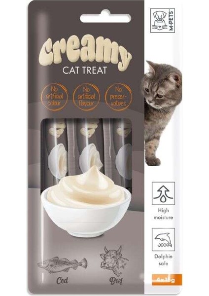 Creamy Cat Treat Marina Balığı ve Sığır Etli 4X15GR