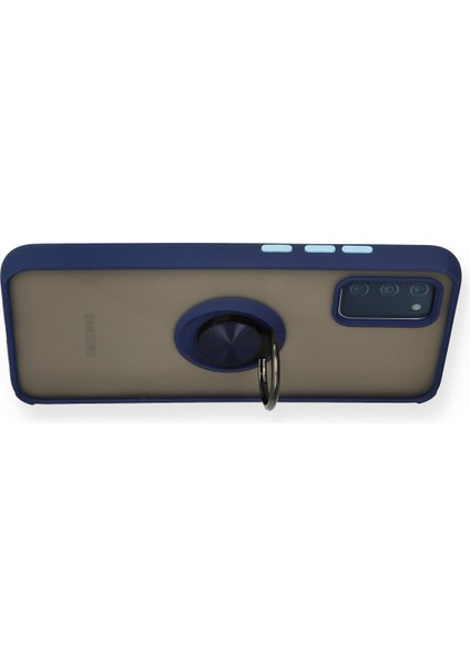 Samsung Galaxy A02S Kılıf Montreal Yüzüklü Silikon Kapak - Lacivert 300099