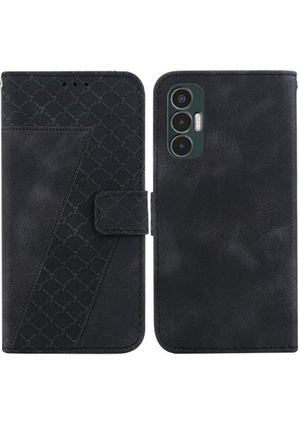 Tecno Pova 3 Flip Folio Kapak Için Telefon Kılıfı Pu Deri Kabartmalı Desen (Yurt Dışından)