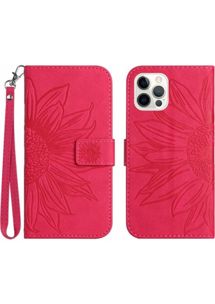 Iphone 12/12 Pro Için Kılıf Kısa Kayış Flip Cüzdan Telefon Kılıfı ile Kabartmalı (Yurt Dışından)