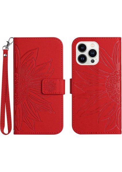 Iphone 15 Için Kılıf Pro Flip Cüzdan Telefon Kılıfı Kart Yuvaları ile Kısa Kayış (Yurt Dışından)