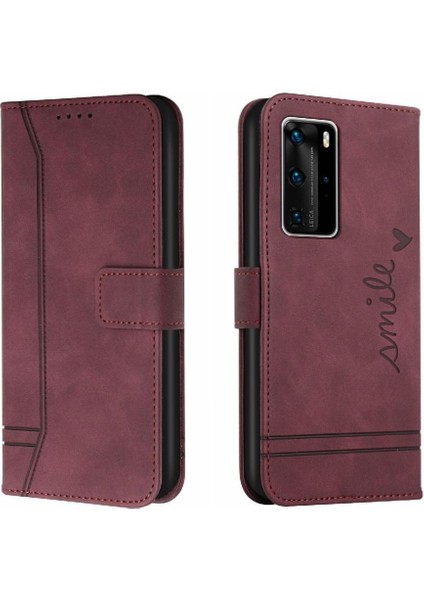 Huawei P40 Pro Manyetik Kapatma Kart Yuvaları Için Telefon Kılıfı Kapak Flip Folio (Yurt Dışından)