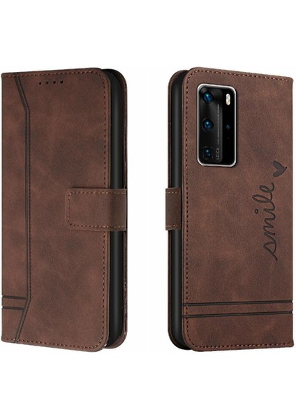 Huawei P40 Pro Manyetik Kapatma Kart Yuvaları Için Telefon Kılıfı Kapak Flip Folio (Yurt Dışından)