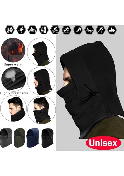 J Tarzı Thermal Fleece Balaclava Men Hat Neck Warmer Hiking Scarf Hooded Windproof Warm Cap Winter Skull Bandana Beanies Buff Face Mask (Yurt Dışından) fırsatları