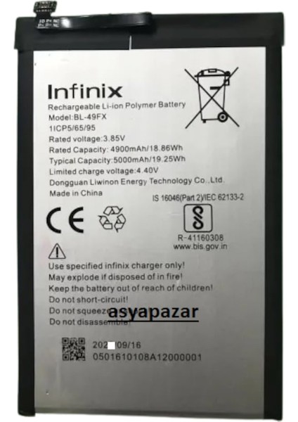 Infinix Hot 9 - Hot 9 Play Pil Batarya BL-49FX Hot9 Pil
