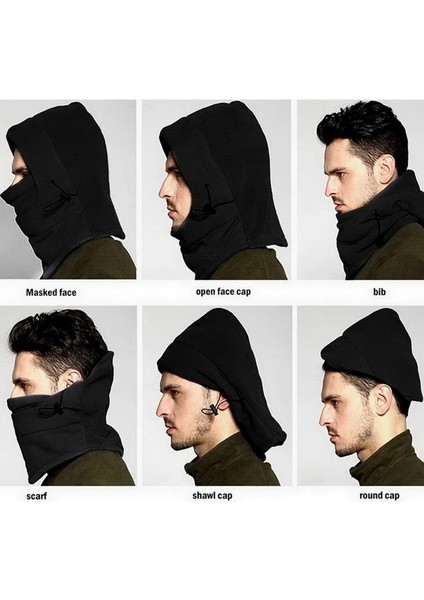 C Stili Warm Fleece Balaclava For Men Hot Neck Warmer Hiking Scarf Hooded Cap Winter Windproof Buff Women Thermal Hats Beanies Bandana (Yurt Dışından) modelleri