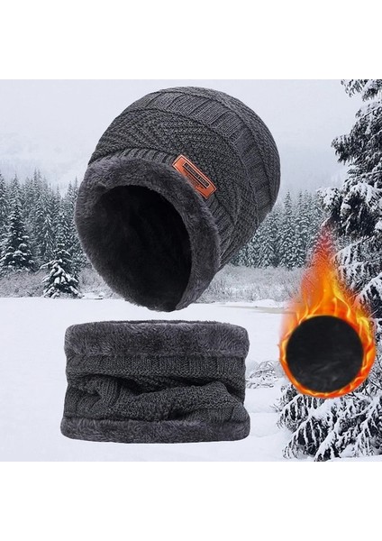 Cap And Scarf-Gray Style Tek Boyut Kış Bere Şapka Erkekler Için Örme Şapka Kış Kap Bere Kadınlar Kalın Yün Boyun Eşarp Kap Balaclava Maske Bonnet Şapkalar Gorras (Yurt Dışından)