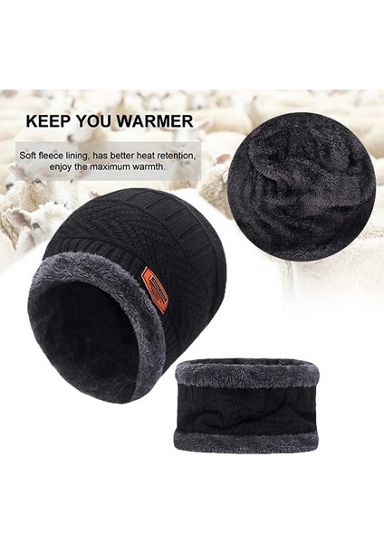 Cap-Gray Style Tek Boyut Winter Hat For Men Fleece Scarf Women Neck Buff Leather Knitted Cap Thick Wool Neck Warmer Balaclava Ski Mask Skullies Beanies (Yurt Dışından) indirimleri