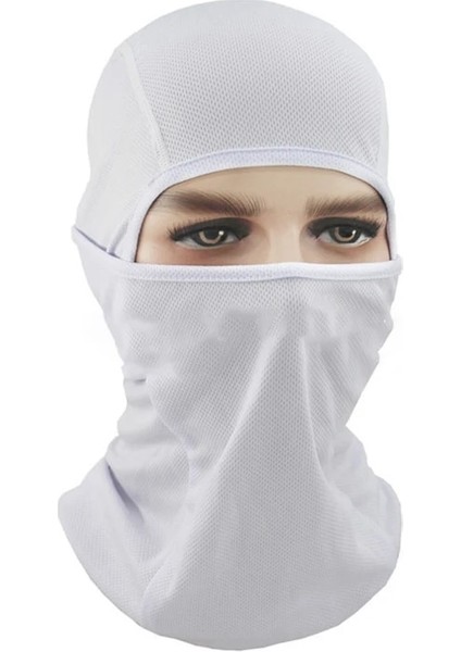 Beyaz-A Tarzı Motorcycle Full Face Mask Balaclava Tactical Masks Men Women Breathable Sports Camping Ski Biker Face Cover Helmet Liner (Yurt Dışından)