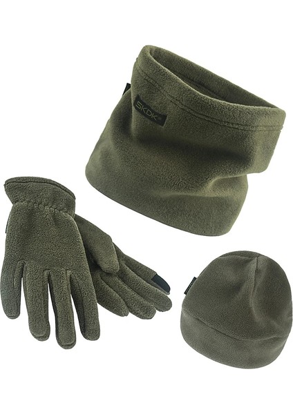 Turuncu Tarzı 3pcs Thickened Fleece Hat Scarf Beanie Cap Gloves Set Men Autumn Winter Warm Camping Portable Outdoor Elements (Yurt Dışından)