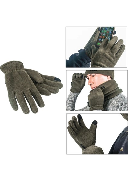 Turuncu Tarzı 3pcs Thickened Fleece Hat Scarf Beanie Cap Gloves Set Men Autumn Winter Warm Camping Portable Outdoor Elements (Yurt Dışından) modelleri