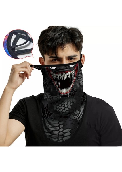 Chaoduo Shop SA210041 Stili 3D Venom Boyun Eşarp Kulak Halkaları ile Üçgen Buff Bandana Bisiklet Yüz Koruyucu Joker Balaclava Braga Cuello Anonim Cezalandırıcı Ordu (Yurt Dışından)