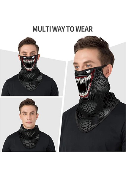 Chaoduo Shop SA210041 Stili 3D Venom Boyun Eşarp Kulak Halkaları ile Üçgen Buff Bandana Bisiklet Yüz Koruyucu Joker Balaclava Braga Cuello Anonim Cezalandırıcı Ordu (Yurt Dışından)