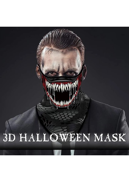 Chaoduo Shop SA210041 Stili 3D Venom Boyun Eşarp Kulak Halkaları ile Üçgen Buff Bandana Bisiklet Yüz Koruyucu Joker Balaclava Braga Cuello Anonim Cezalandırıcı Ordu (Yurt Dışından)