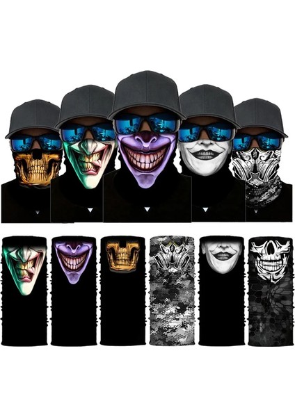S23 Stili Tek Boyut New 3D Skull Faces Scarf Outdoor Multi-Use Men Magic Changeable Neck Tube Snood Bandana Warmer Unisex Scarves (Yurt Dışından) fırsatları