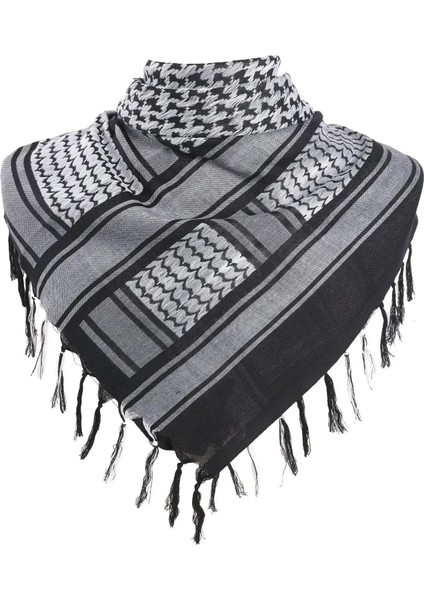 Siyah Gri Stil Tek Boyut Pamuk Arap Keffiyeh Shemagh Eşarp Şal Askeri Taktik Atkılar Çöl Kalınlaşmış Başörtüsü Kare Rüzgar Geçirmez Bandanalar (Yurt Dışından)